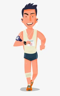 跑步听音乐的男生矢量插画免抠