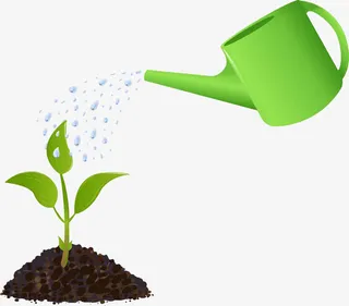 手绘绿色浇水花洒免抠
