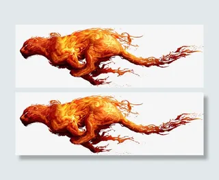 手绘创意火焰猎豹免抠