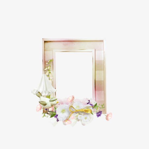 白色鲜花画框免抠