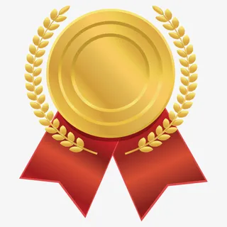 金色勋章素材奖牌红色标签装饰免抠