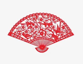 剪纸扇子图片免抠