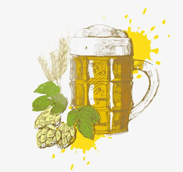 啤酒手绘免抠