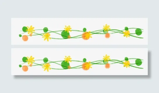 清新花朵条纹手帐分割线免抠图案免抠