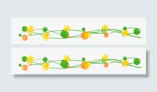 清新花朵条纹手帐分割线免抠图案免抠