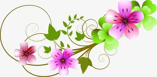 粉色时尚花朵春天树叶免抠