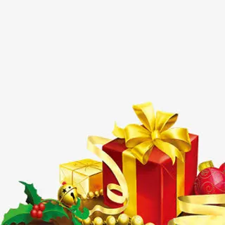金丝带红色礼盒免抠