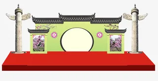 中国风创意活动戏台PSD免抠