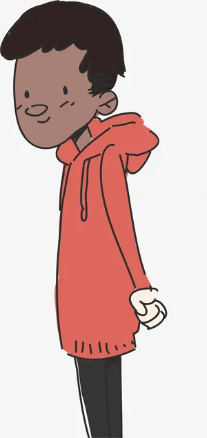 手绘卡通孤独的男孩人物免抠
