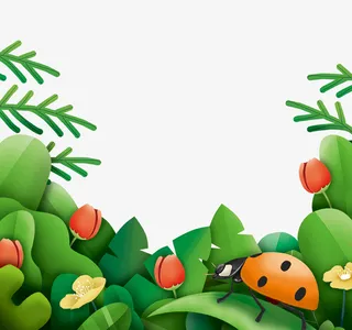 手绘装饰插画夏日清新绿植花卉边免抠