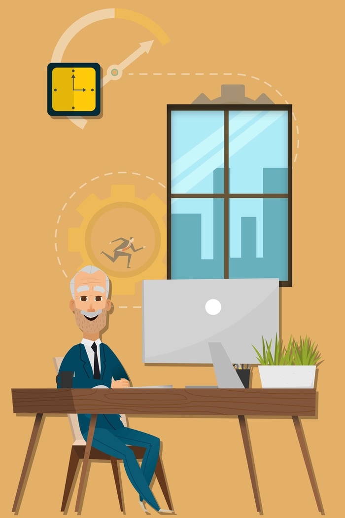 商务黄色卡通手绘插画简约背景高清