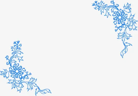 蓝色抽象花纹对角花免抠