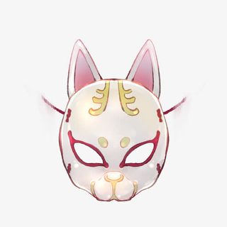 和风可爱立体手绘狐狸面具免抠