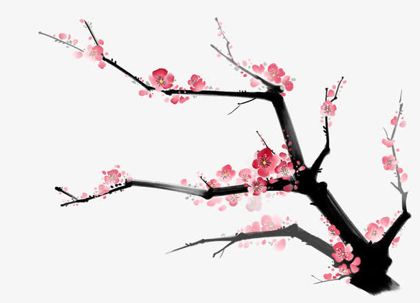 手绘桃花免抠