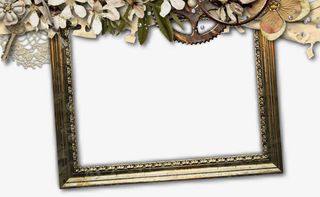 复古欧式齿轮装饰木质相框免抠