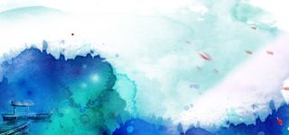 蓝色手绘水彩海报背景高清