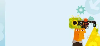 箭头童趣蓝色banner背景高清