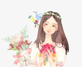 38妇女节可爱卡通女孩免抠