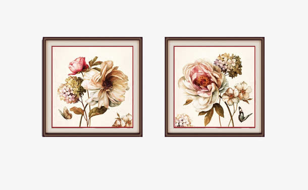 欧美风牡丹花挂画免抠
