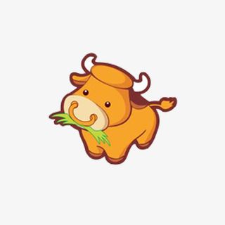 吃小草的小黄牛卡通免抠