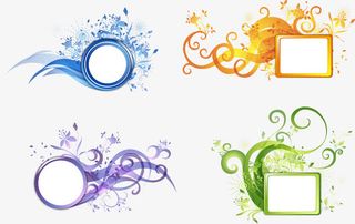 彩色植物语言框设计矢量图免抠