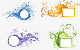 彩色植物语言框设计矢量图免抠