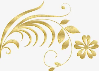 金色植物花纹免抠