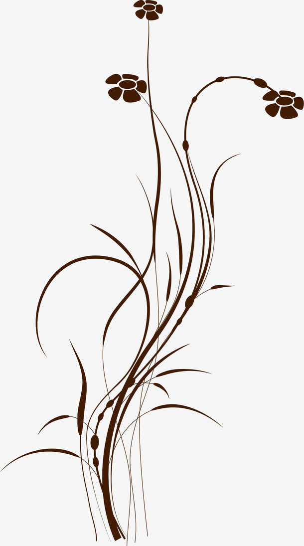 手绘棕色藤蔓免抠