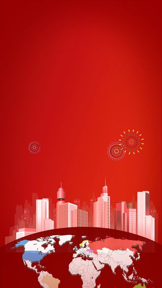 红色建筑喜庆商务背景高清