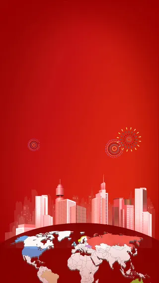 红色建筑喜庆商务背景高清