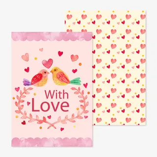 水彩情侣鸟爱心背景矢量素材