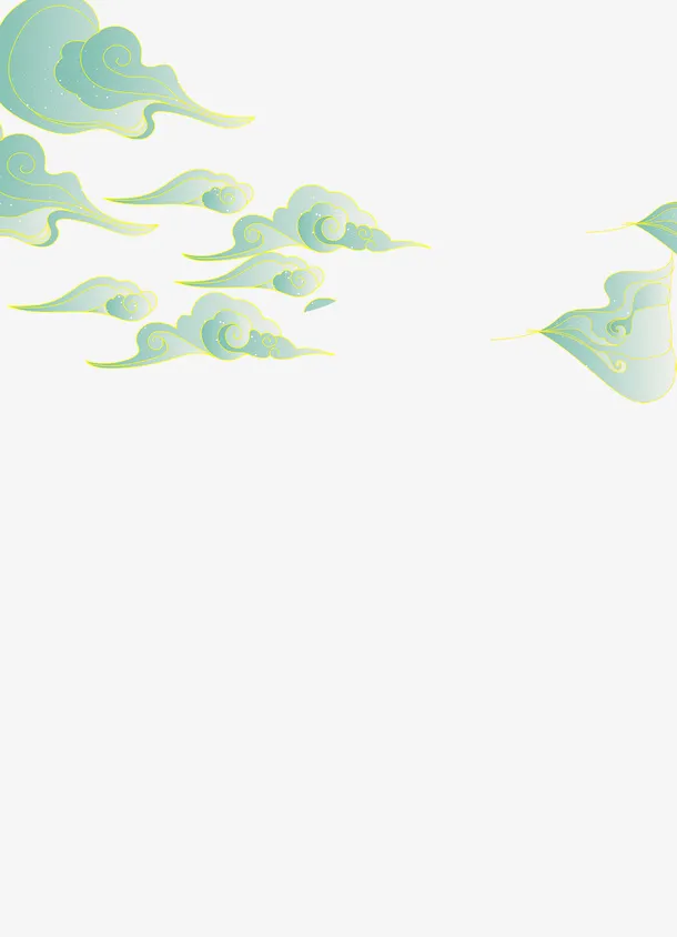 金色碧云国潮插画飘起云免抠