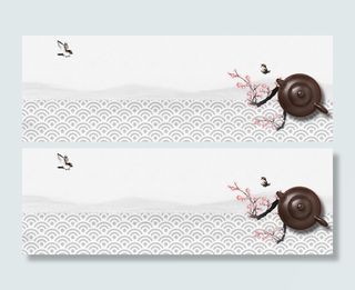 春茶上新桃花节文艺中国风灰banner高清