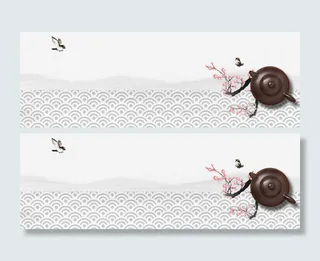 春茶上新桃花节文艺中国风灰banner高清