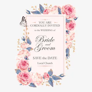 手绘婚礼邀请函设计免抠