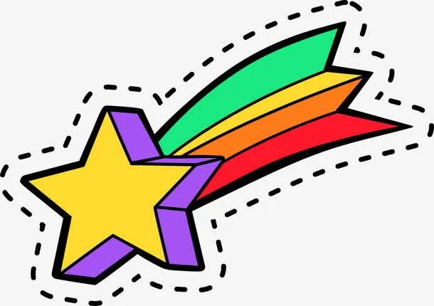 彩色五角星流星免抠