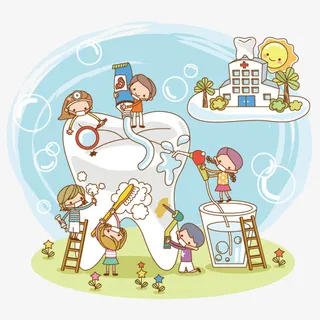 卡通牙齿刷刷牙免抠