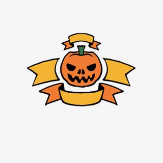 万圣节丝带标签免抠