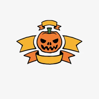 万圣节丝带标签免抠