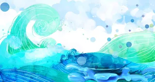 手绘大海背景素材高清