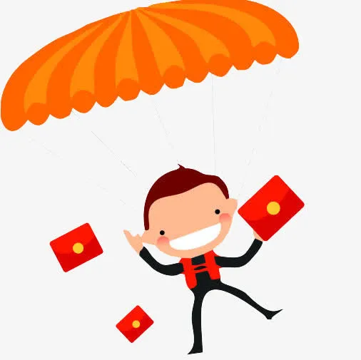 卡通降落伞撒红包装饰免扣素材免抠