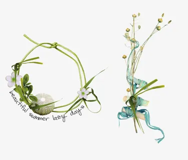 树枝花环图案免抠