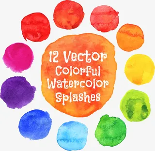 七彩调色盘 水彩画 卡通色 小清新免抠