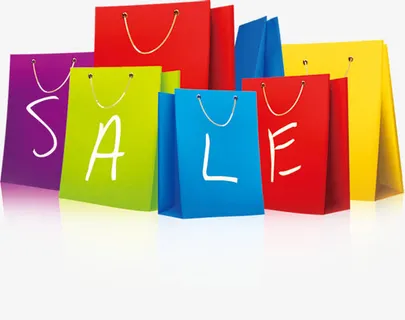 天猫商场购物袋卡通多种颜色效果免抠