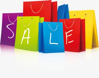 天猫商场购物袋卡通多种颜色效果免抠