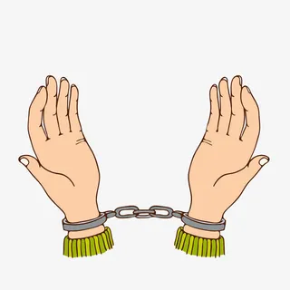 手绘戴着手铐的双手免抠