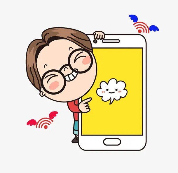 拿着手机的男孩免抠