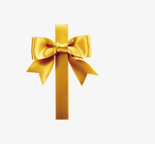 金色蝴蝶结彩带装饰免抠