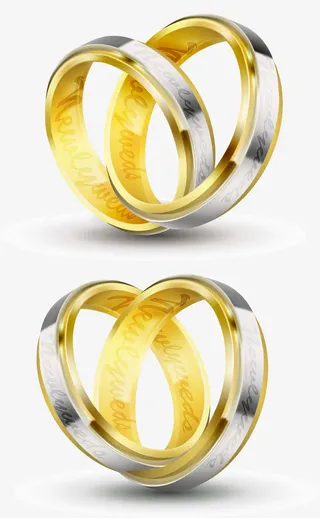 矢量手绘金属对戒免抠