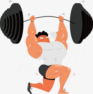 手绘卡通举重冠军素材免抠